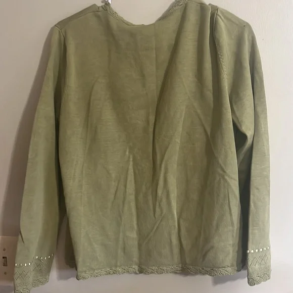 Pendleton silk sweater button up large green women’s top fall - Picture 3 of 3